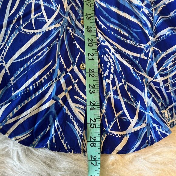 LILLY PULITZER Sea View Voile Button Down Shirt Rayon Blouse Blue‎ White Sz S - Picture 10 of 10